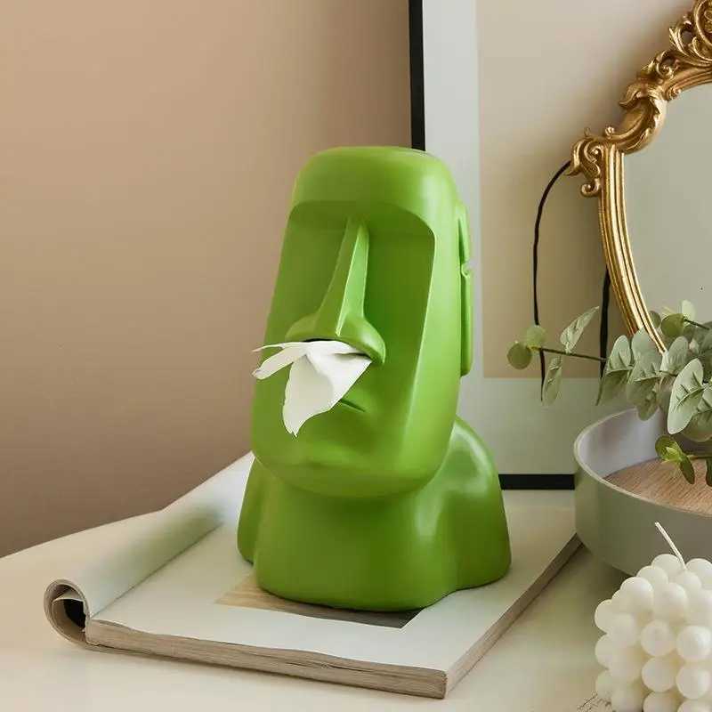 1PC Creative Moai Statue Tissue Box Dustproof Pull-Out Resin Napkin Holder for Bathroom Car Hotel Decoration Ornament C251120