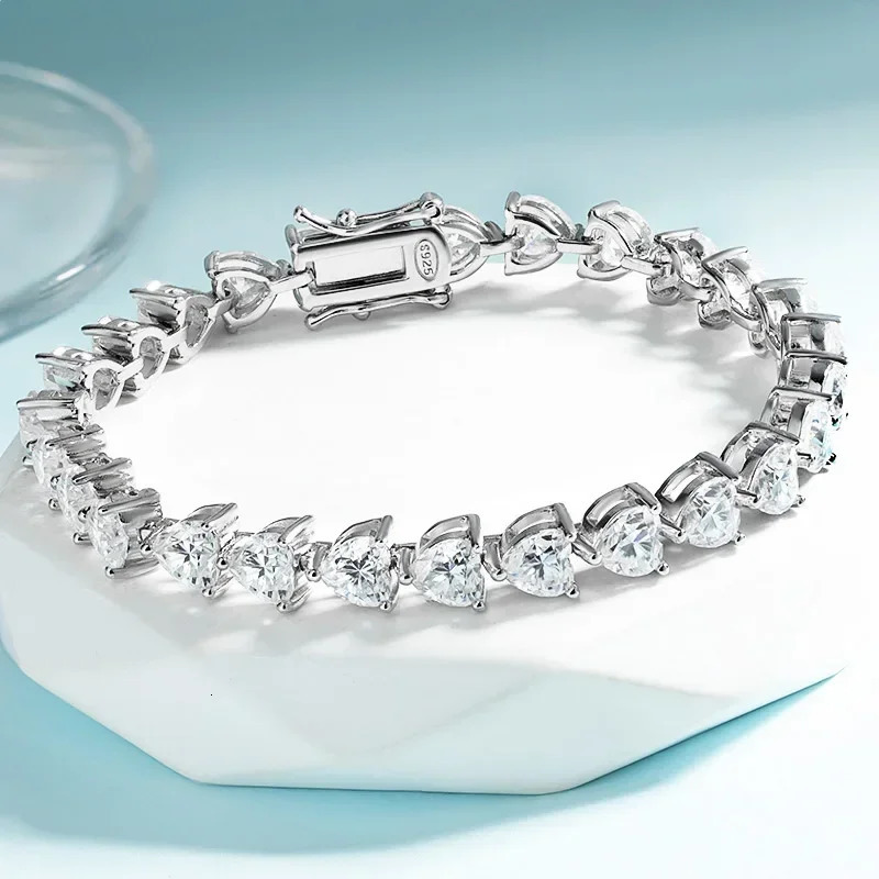 TFGLBU Cute 6mm Heart Cut Zircon Tennis Bracelet for Women Shine 100% Solid 925 Silver Birthday Gift Wedding Jewelry Wholesale 250415