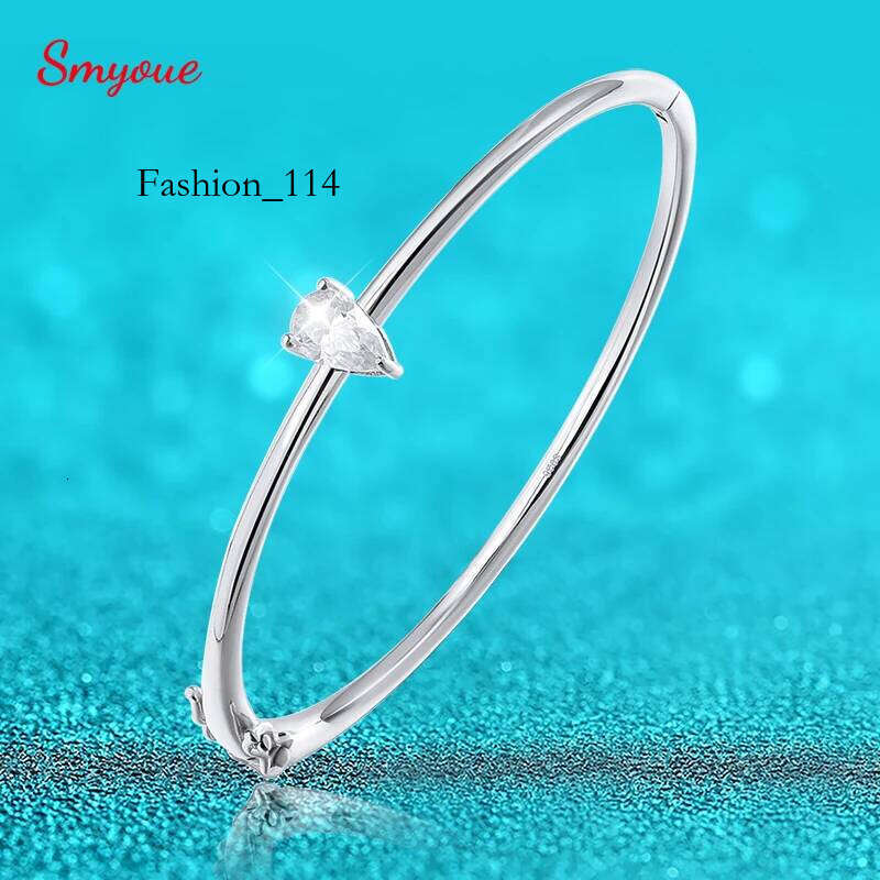 Smyoue 1CT Pear Cut GRA Certified Moissanite Bangles for Women S Solid Sier Lab Dia Bracelets Birthday Gift Jewelry