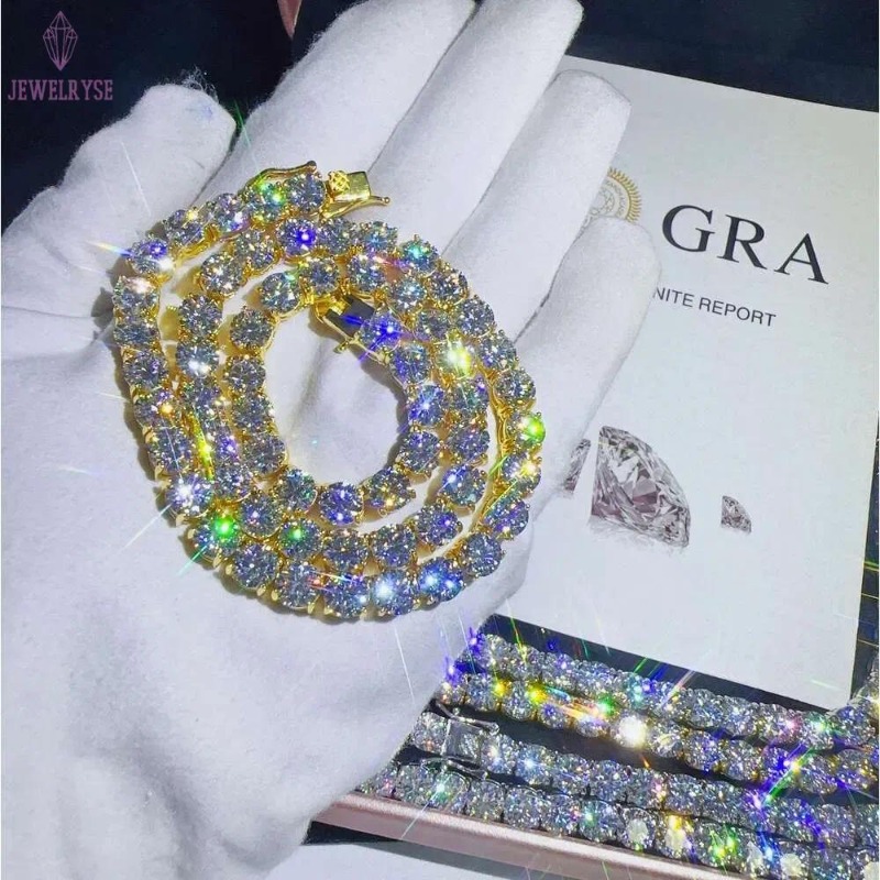 Hip hop Jewelry 6.5mm 925 Silver VVS Diamond necklace chain Fashion Iced out Moissanite Tennis Chain