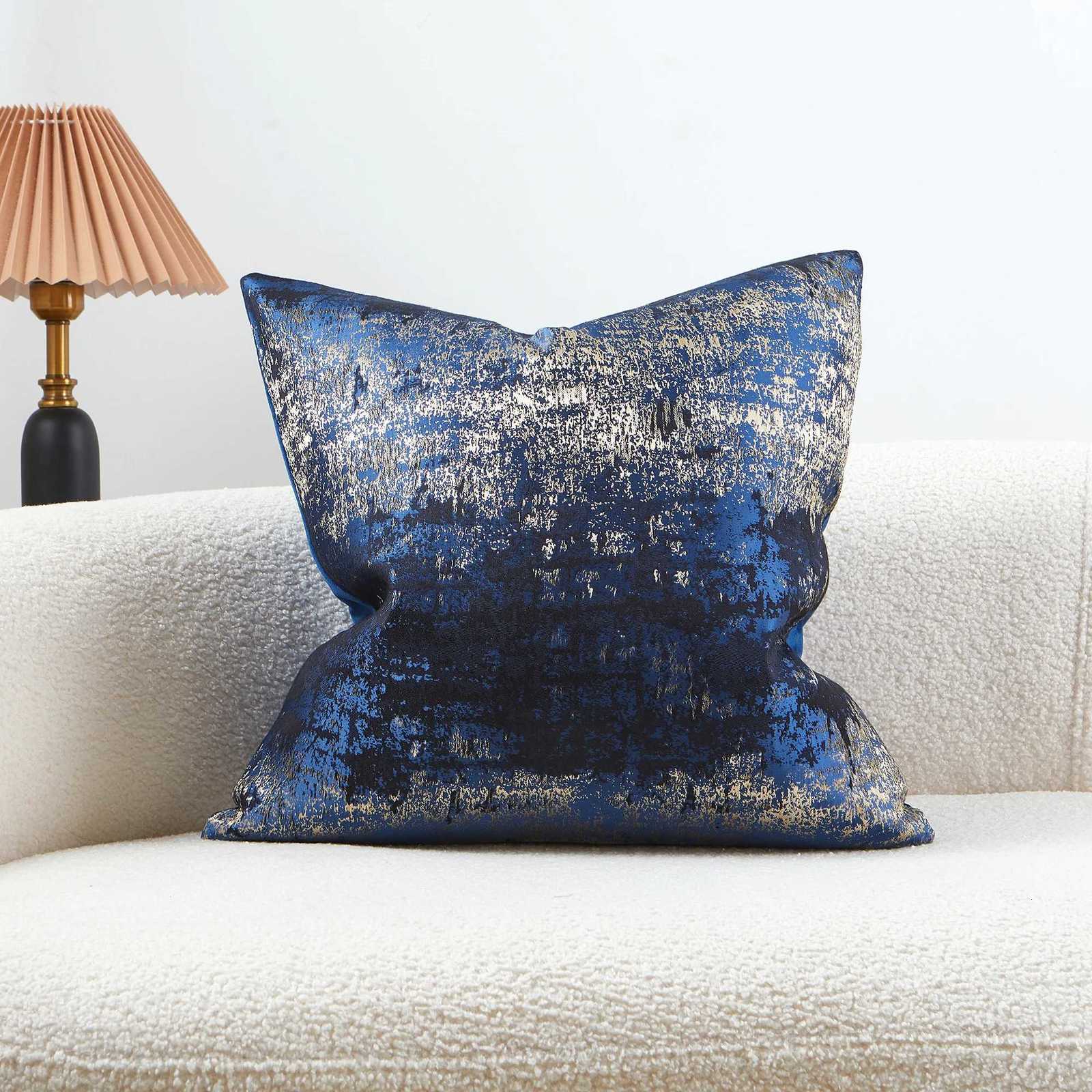 Pillow Case 24x24 22x22 inches Luxury Jacquard Navy Blue Gold Cream Gold Black Gold Splash Cushion Cover Shiny Throw Cover C251120