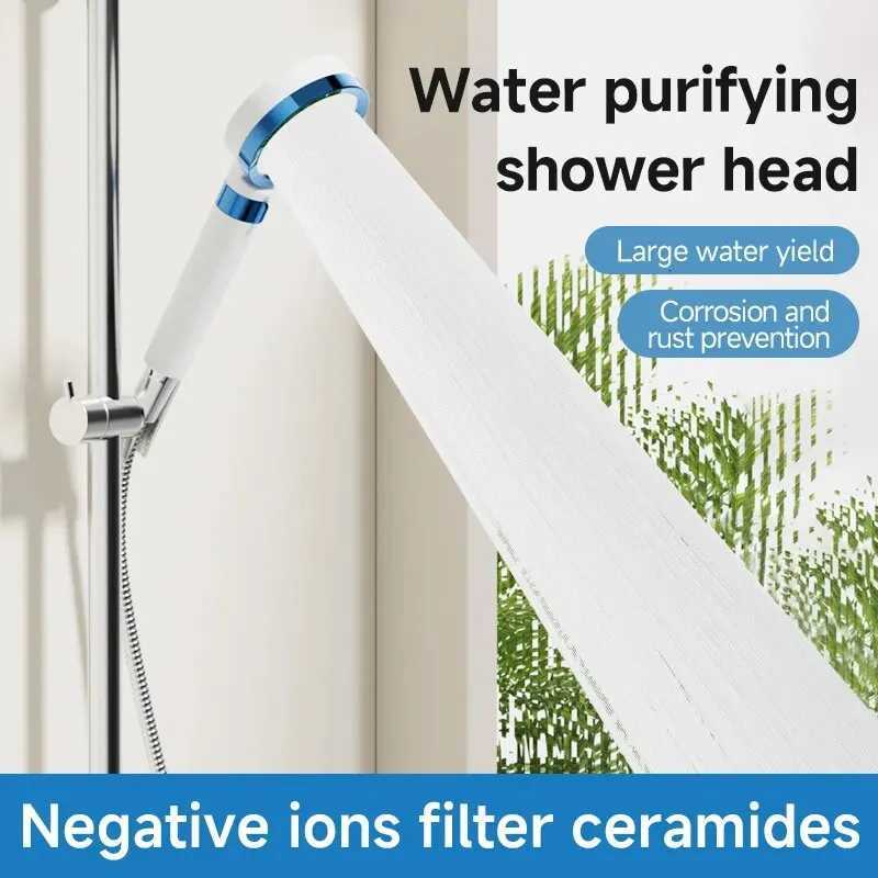 Filtered Shower Head High Pressure Adjusted Mode Mirror Shower Head Spray Water Remove Impurities Chlorine for Hard WaterM251120