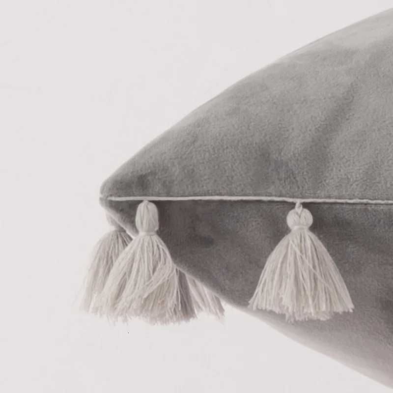 Pillow Case Medicci Home Velvet Soft Solid Decorative Throw Cover with Tassels Fringe Boho Accent Cushion Case for Couch Sofa Bed C251120