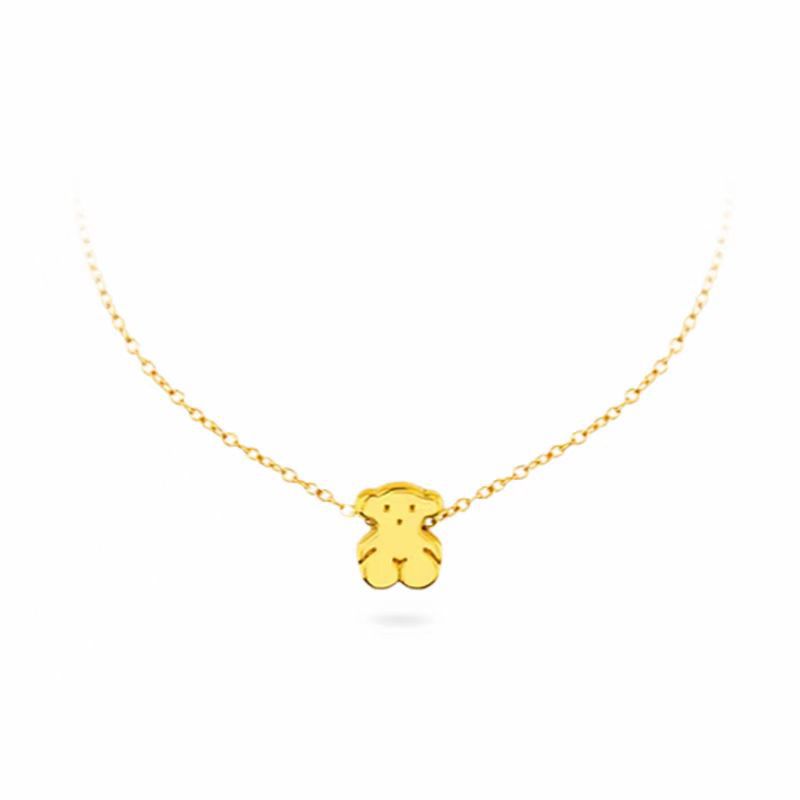 S925 sterling silver lovely little bear pendant necklace choker for women girls 18k gold cute mini tiny bears animal chokers necklaces party jewelry
