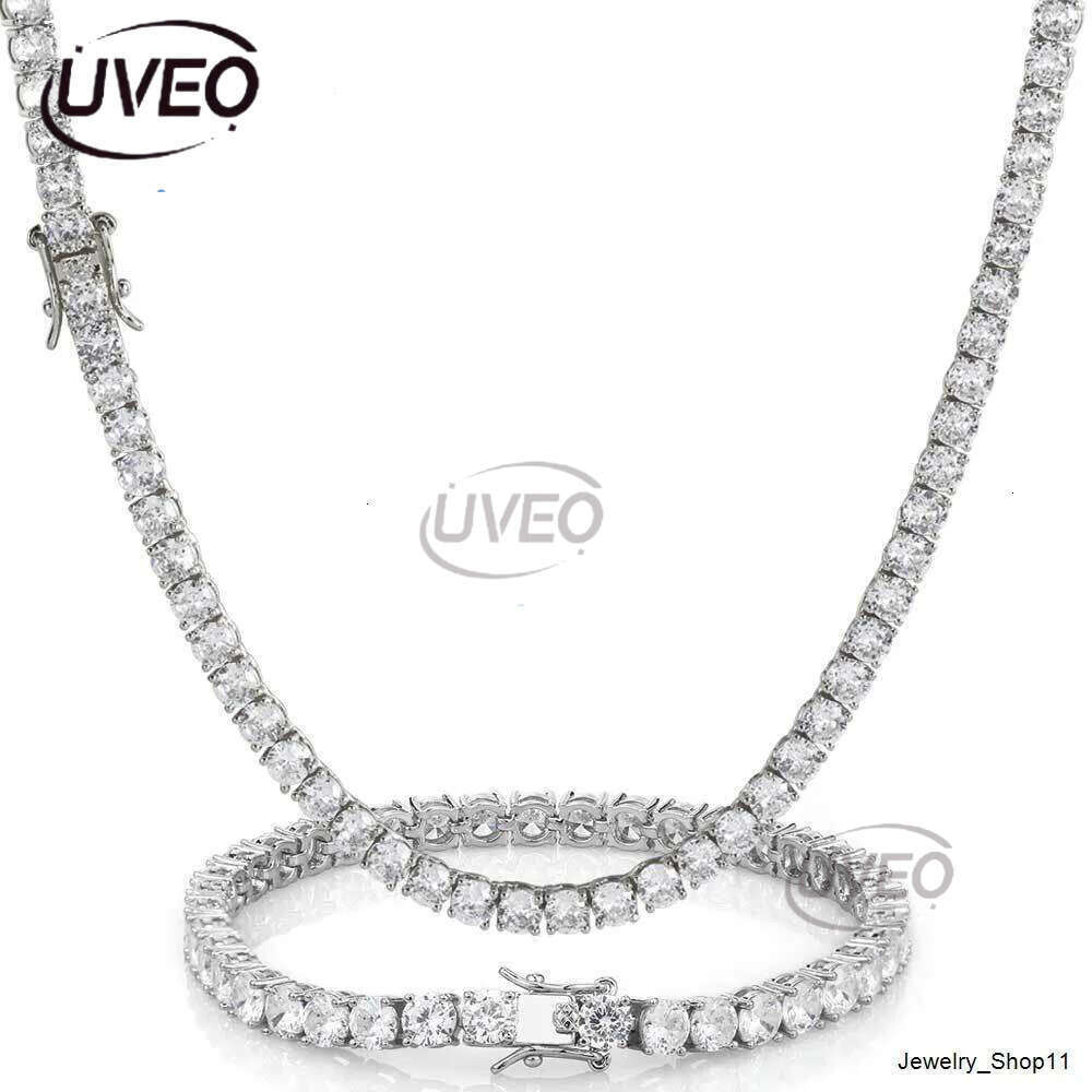 HipHop Jewelry ice out 3mm 4mm 5mm 6mm sterg sier VVS Moissanite Dia Tennis k Chain Bracelet Necklaces