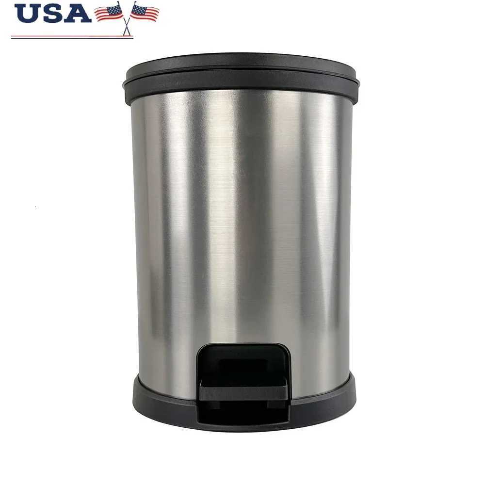5 Gallon Round Step Trash Can Touchless Bathroom Wastebasket Durable Pedal Design Silver C251120