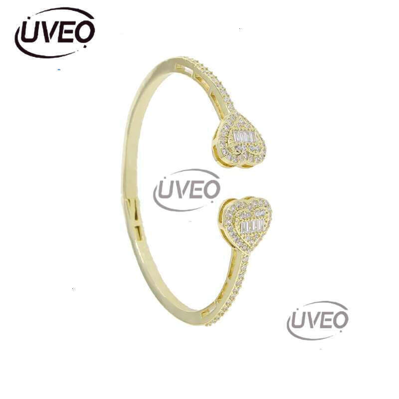 Free Shipping Heart Love Shape Adjustable Bangle Bracelet Women Men Hip Hop Iced Out Bg Cubic Zirconia Couple Jewelry Gift