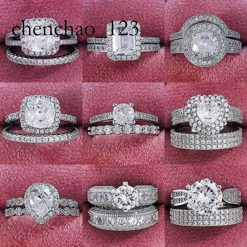 Band 2023 New Sterg Sier Big Wedding Rings Set for Bridal Women Engagement Finger Party Gift Designer Jewelry J230517