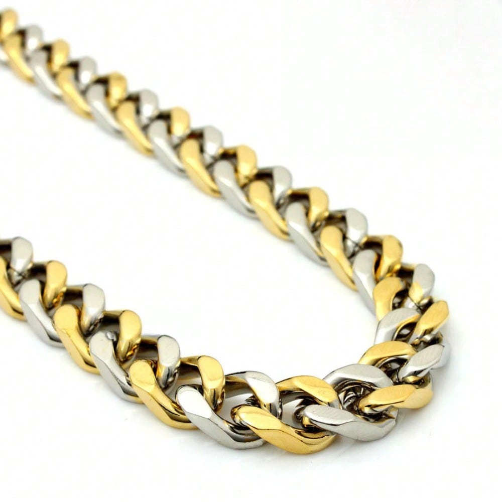 Silver/Gold Plated Stainless Steel Cuban Chain Necklace For Men 9mm 18-40" Curb Link