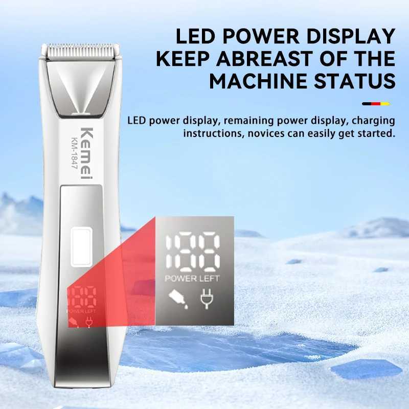 KEMEI Professional Hair Trimmers Clippers Usb Rechargeable Cordless Electric Groin Hair Trimmer KM-1847T251120