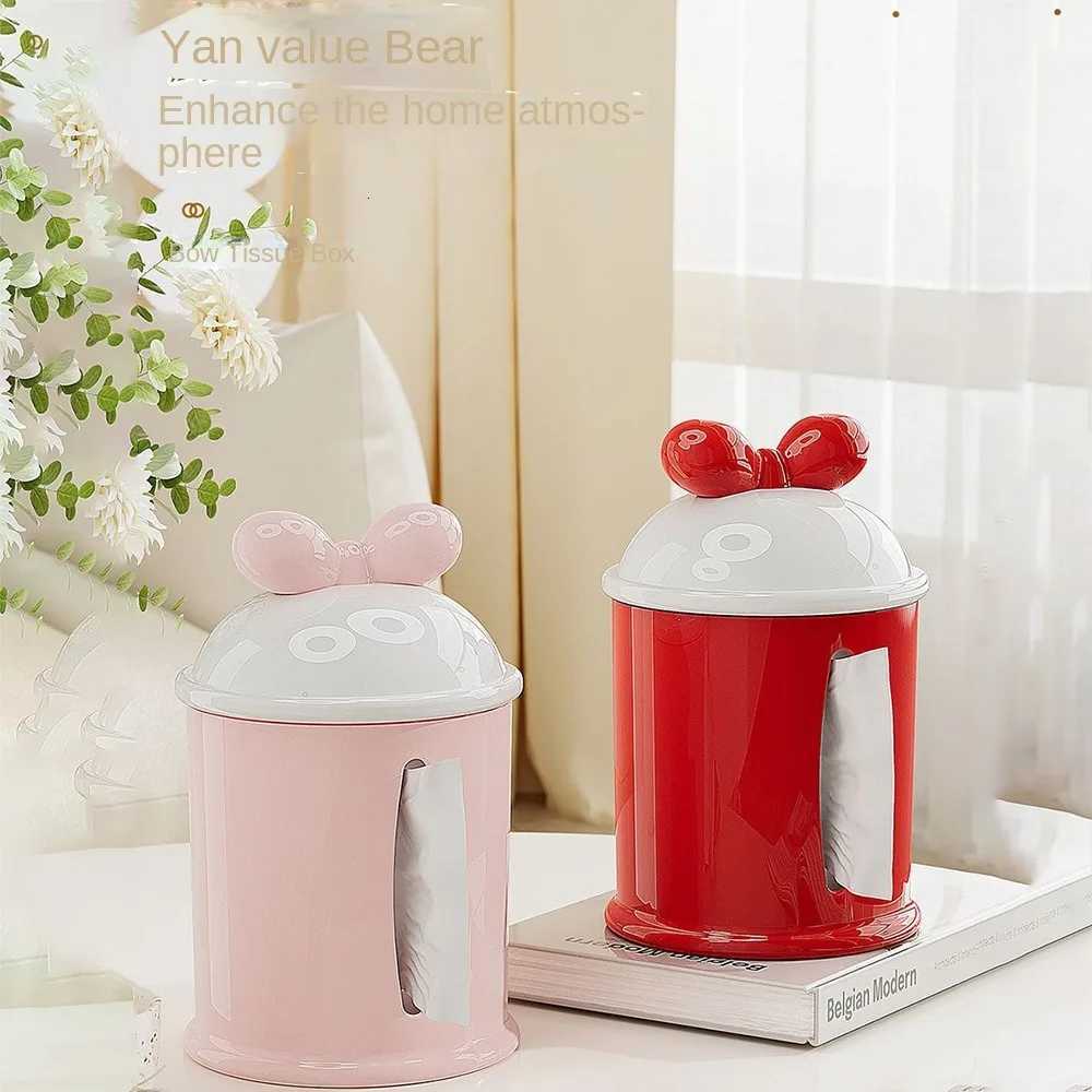 High Quty Cute Bow Tie Tissue Box Cover Coffee Table Ornaments Ceramic Tissue Holder Home Decor Creative Napkin Home C251120
