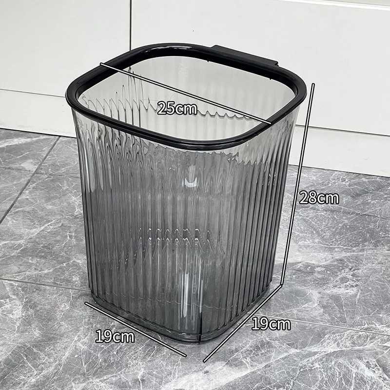 Transparent Thicken Trash Can Luxury Stripe Garbage Container Home Office High Capacity Waste Basket Garbage ification C251120