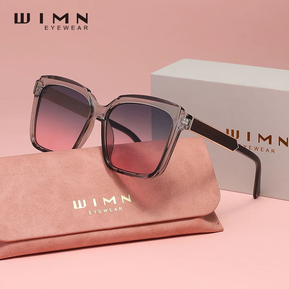 WIMN Women Trendy Large Polarized Sunglasses Square Thick Frame UV400 Sun Glasses Beach Shade Eyewear Accessory 250411