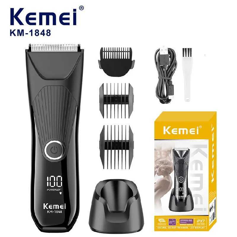 Kemei multi-function body hair trimmer private sideburns hair clipper LCD screen USB charging base KM-1848T251120