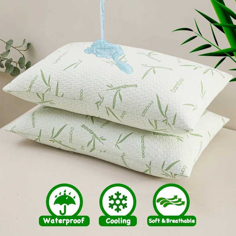 Pillow Case 2pcs Waterproof Bamboo cases Without Core Cooling Soft Anti-bacterial Protectors With Zipper Cover C251120