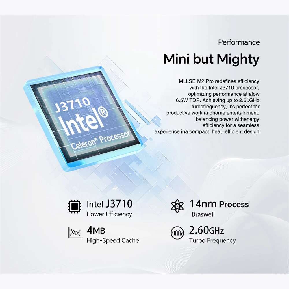 MLLSE M2 Pro Mini PC Powerful 8GB RAM 256GB SSD Intel J3710 Windows 10 - Compact Ideal for Home Business Gaming