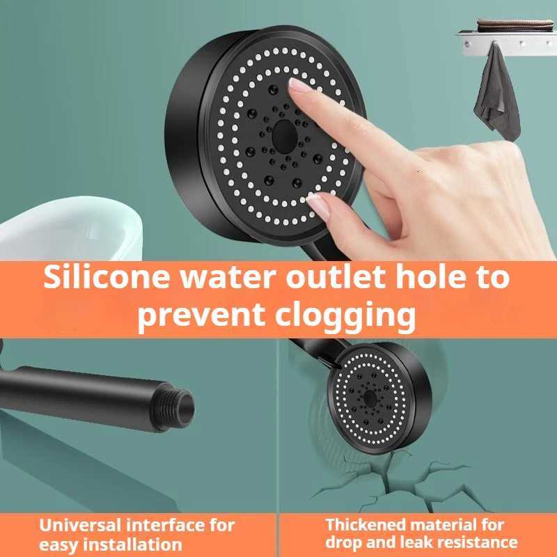 1PC 5-Mode High-Pressure Shower Head 5 Adjustable Speeds Spray Patterns Wall-Mounted Bathroom ABS Durable Adjustable FlowM251120