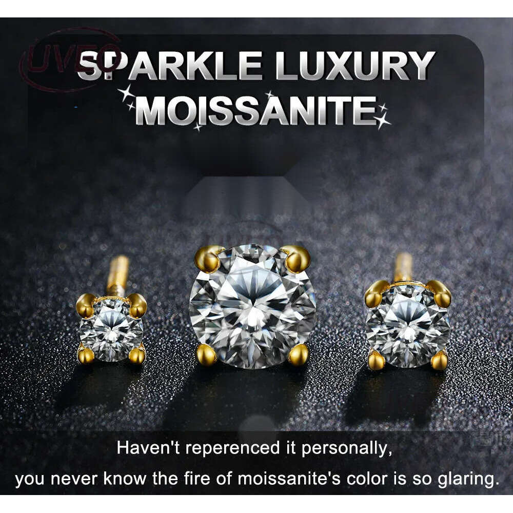 Real Moissanite Earring Studs for Women 0.1-1 Carat D Color 100% Sterg Sier Earrings 2023 Trend Fine Quality Wedding Gold Plated Jewelry Gifts Bijoux