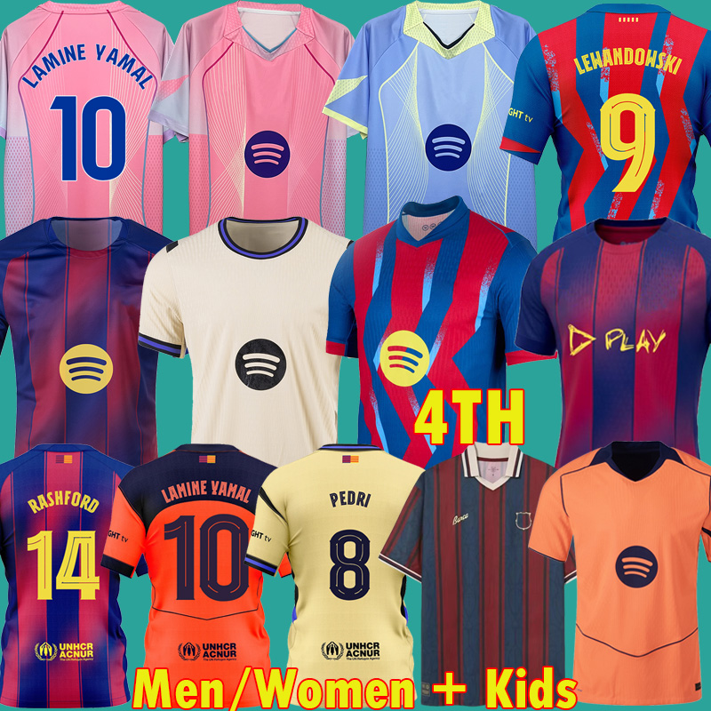 25 26 BARCOLA soccer jerseyS PEDRI GAVI LEWANDOWSKI FC camiseta de futbol LAMINE YAMAL CUBASI 2025 2026 4th RASHFORD football shirt barcalona kit men kids kit 3XL 4XL