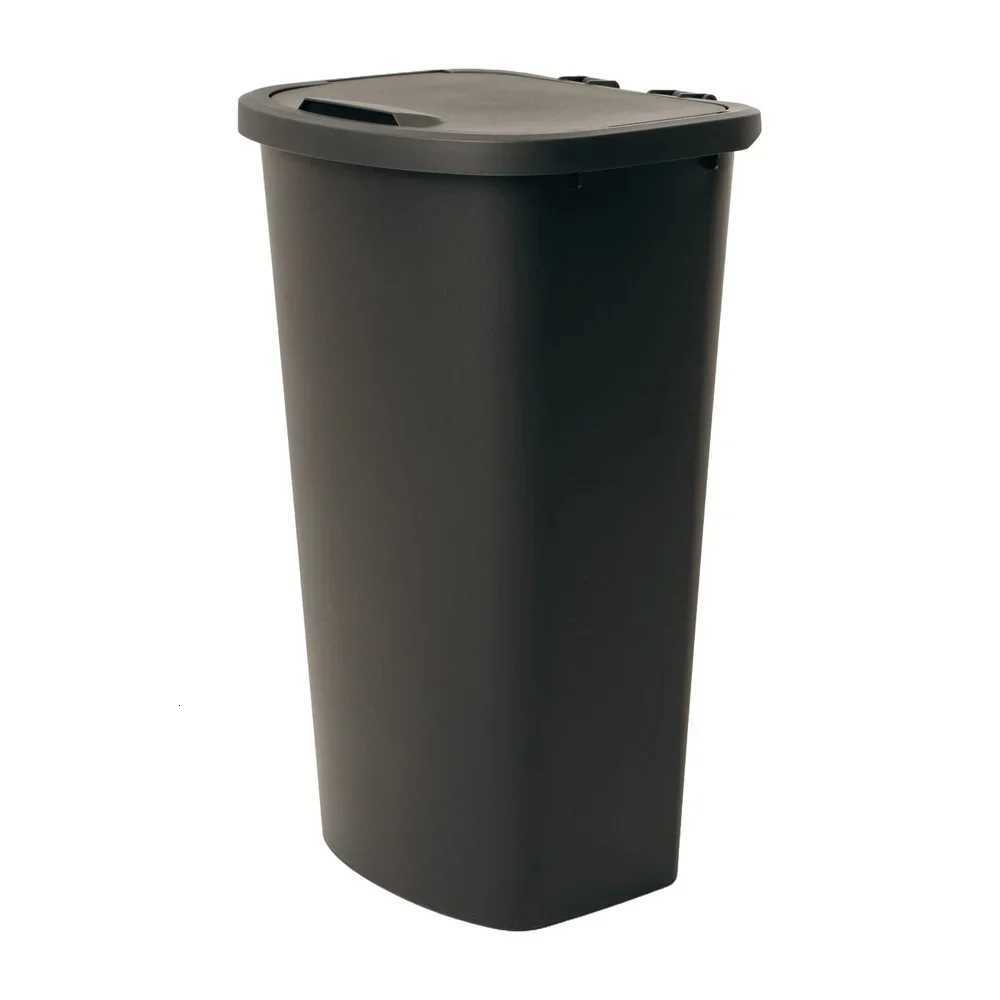 11 Gallon Rectangular Trash Can Plastic Wastebasket Flip Open Lid Durable Indoor Use Easy Clean Surface C251120