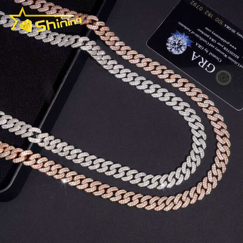 Hip Hop Iced Out Boutique Jewelry High Quality 10mm Sterling Sier VVS Moissanite Cuban Chain Necklace
