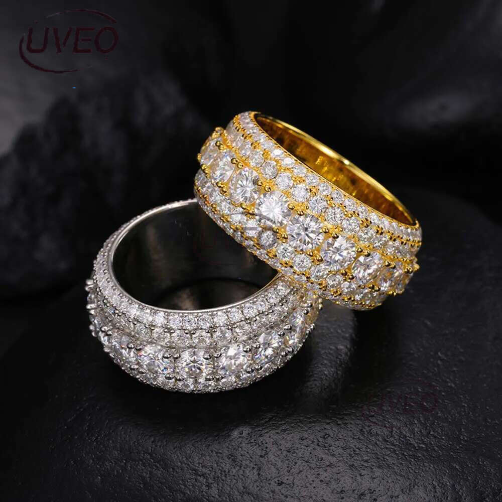mens platinum plated vvs1 moissanite wedding designer jewelry pass dia tester hip hop rings fashion couple ring for men and women