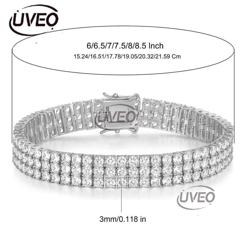 New Arrival 2 Rows 3 Rows Tennis Bracelets Sterg Sier Jewelry Fashion Iced Out Moissanite Bracelet for Men and Women