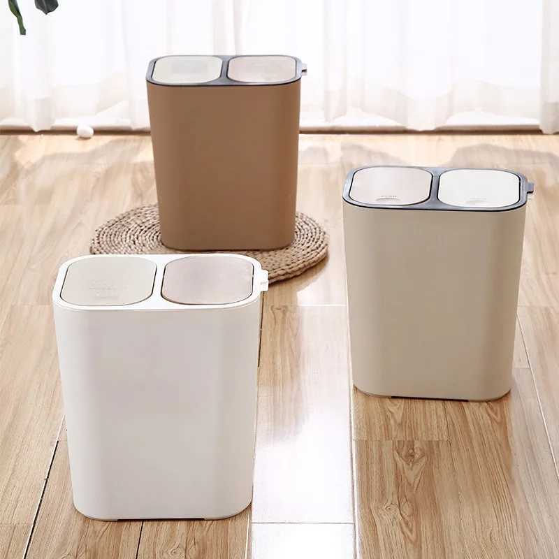 Dual Compartment Garbage Bin Double Compartment Trash Can Kitchen Dry Wet ified Waste Bin C251120