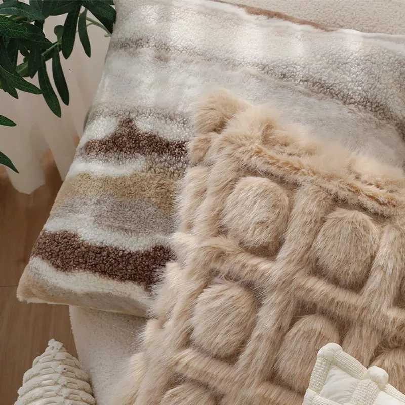 Pillow Case Double Sided Plush Cushion Cover Ins Nordic Irregular Decorative case For Sofa Home Decor Living Room Cover Retro C251120