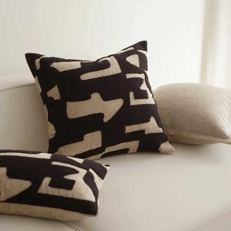 Pillow Case Modern Medieval Decorate Geometric s Luxury Plain Cushion Case Black Brown Decorative Cover For Sofa Chair Decor C251120