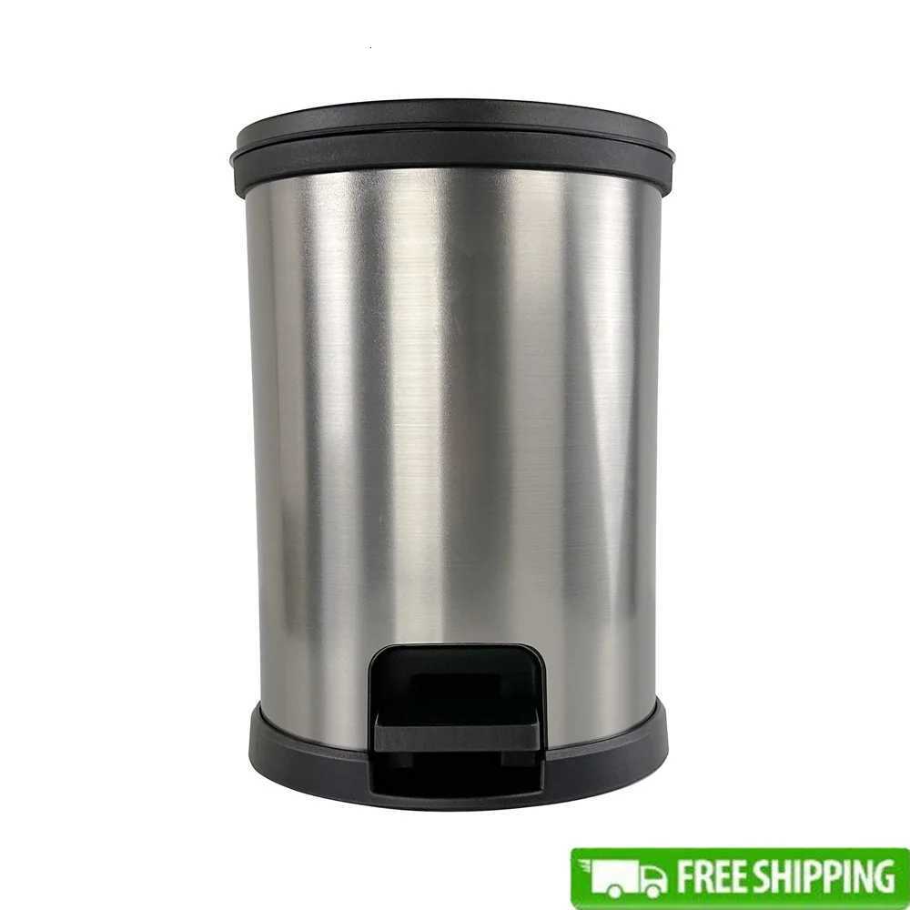 Round 15 Gallon Plastic Step Trash Can Touchless Wastebasket Bathroom Office Indoor Use C251120