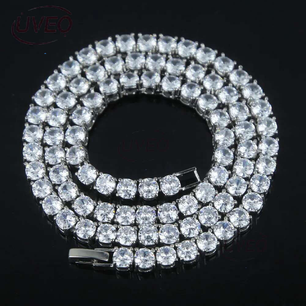 Real sterg sier Hip Hop Moissanite Jewelry Iced Out VVS1 D Color Mossanite Dia Necklace 4mm Tennis Gold chain for Women Men