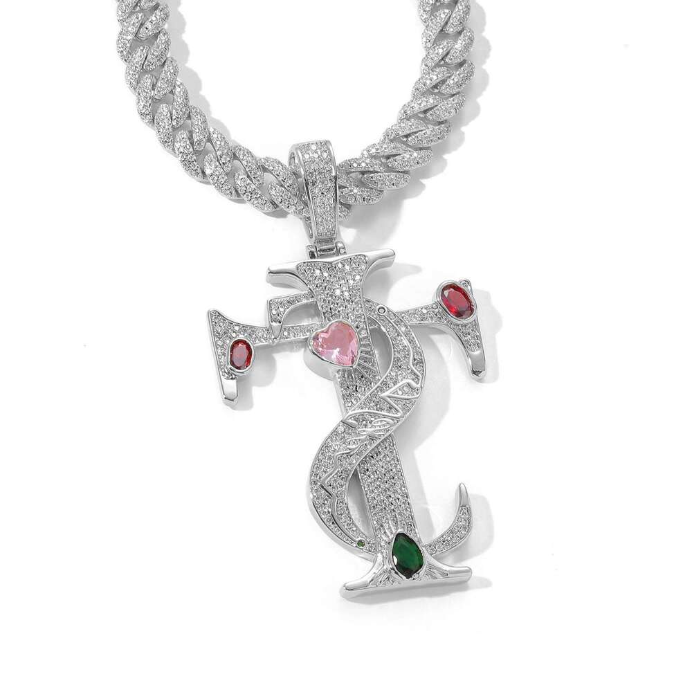 Luxury designer Men Women's Sterling silver Cross Pendant inlaid with colored ice out VVS Moissanite Hip Hop necklace Free shipping