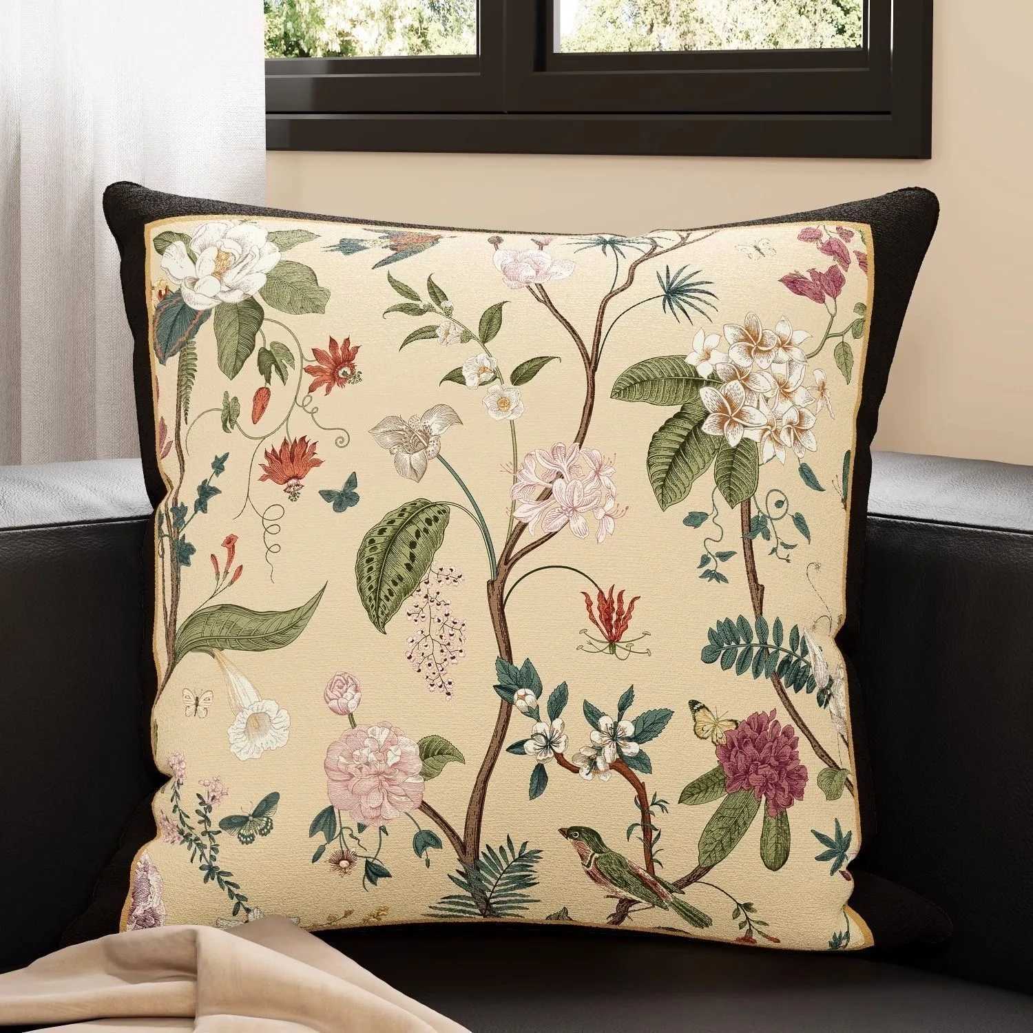 Pillow Case Flower and Bird Plant Pattern Cover Light Luxury Sofa Cushion Cover Bedside Back case Home Decoration C251120
