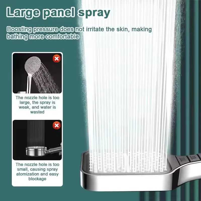 Upgraded 7 Modes Large Flow Shower Head Adjustable One Key Stop High-pressure Water-saving Showerheads Bathroom AccessoriesM251120