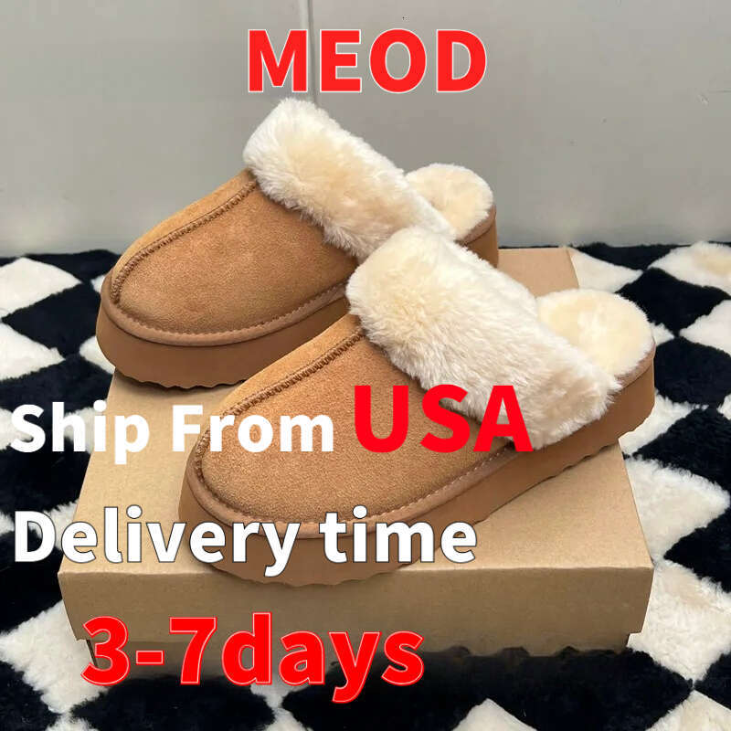 -MEOD Slippers Shoes Platform Snow Boots Designer Womens Tazz Classic Outdoor Chestnut Wool Slides Fluffy Leather Women Slider Fast Ship With Box