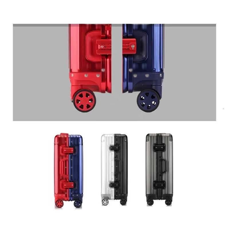 100 Aluminum Suitcase Top Selling Metal Trolley Case Suitcases on Wheels Luggage Carrier 20/26/30 Inch Cabin Travel Suitcases K251120