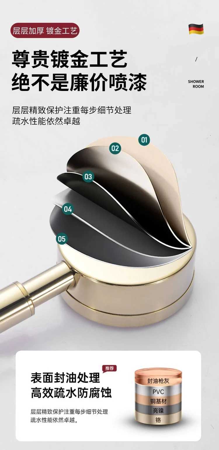 New Gold SUS 304 Stainless Steel Shower Head High Pressure Water Saving Sprayer Nozzle Set Rainfall Faucet Bathroom AccessoriesM251120