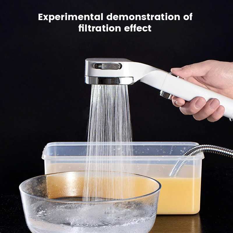 High Pressure Shower Head Water Saving 4 Modes Adjustable Shower Head with One-Key Stop Spray Nozzle Bathroom AccessoriesM251120