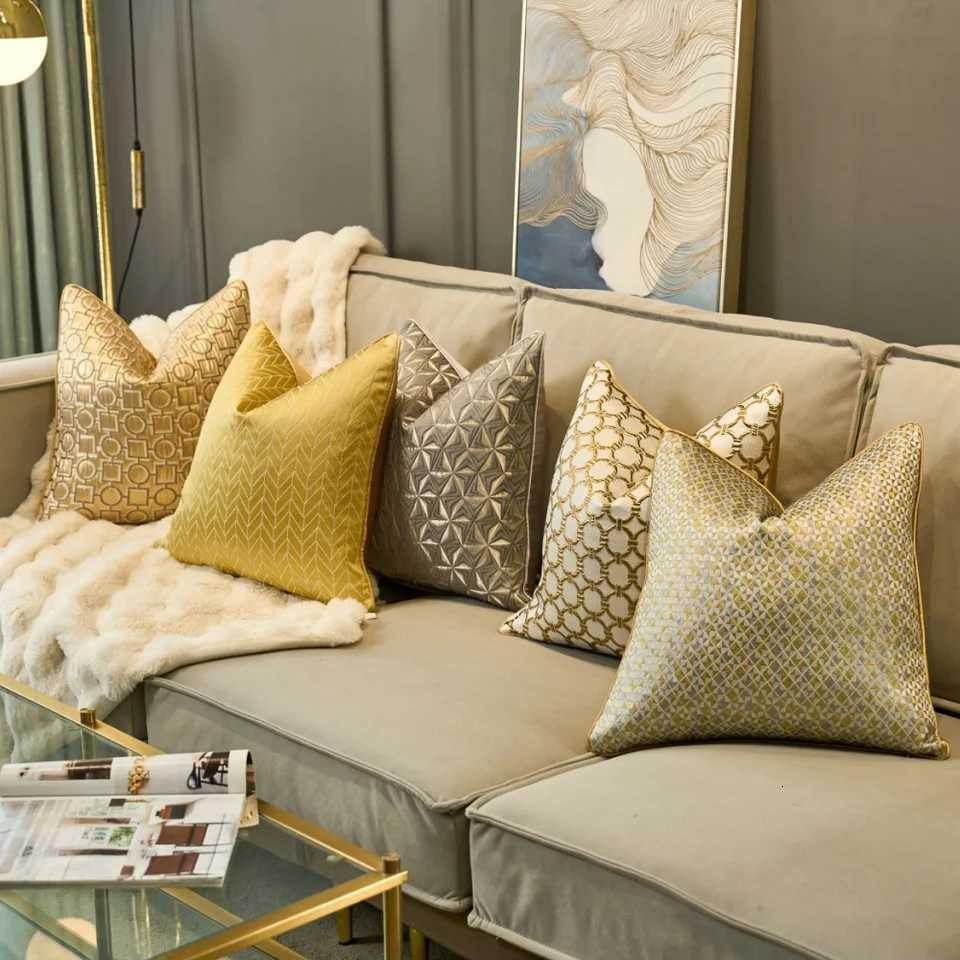 Pillow Case Luxury Sofa Cushion Cover Gold and Grey Covers for Home Decoration 45x45cm C251120