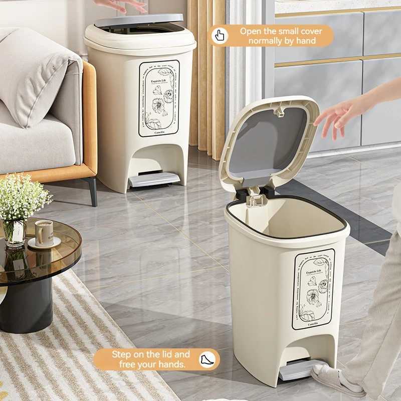 Garbage Bin Household Kitchen Waste With Lid Pedal Style Kitchen Bathroom Office Living Room Large Capacity C251120
