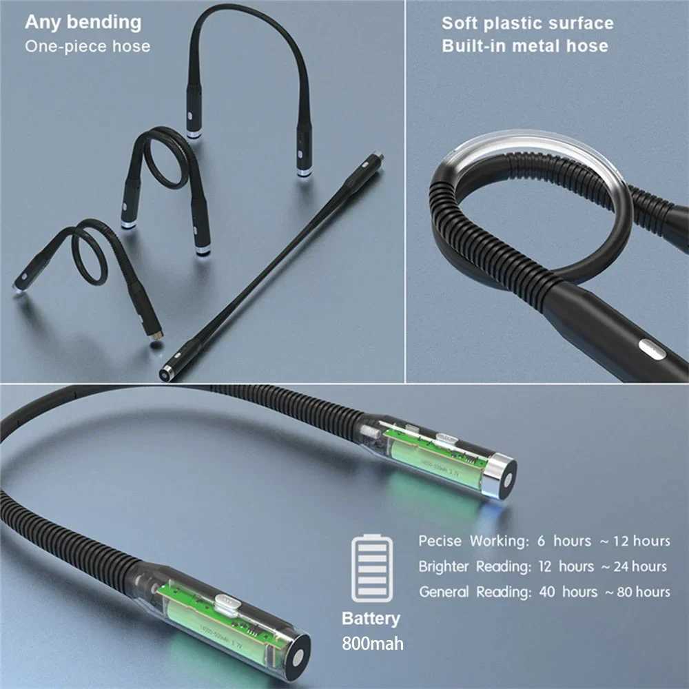 LED Neck Hanging Reading Light USB Rechargeable with Eye Protection Book Light for Night Reading Running Knitting Maintenance M251120