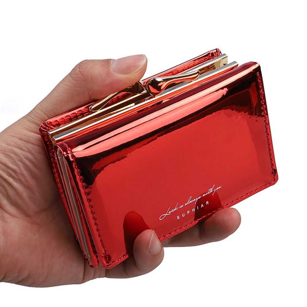 New Fashion Card Holder Trendy Folding Simple Womens Wallet PU Leather Laser Ins Girl Folding Short Coin PurseW251120