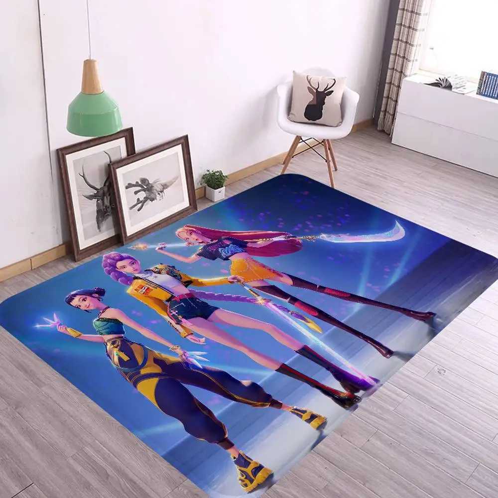 Kpop D-demon Hunters Room Mats Anti-slip Absorb Water Long Strip luxury Cushion Bedroon Mat Household CarpetsM251120