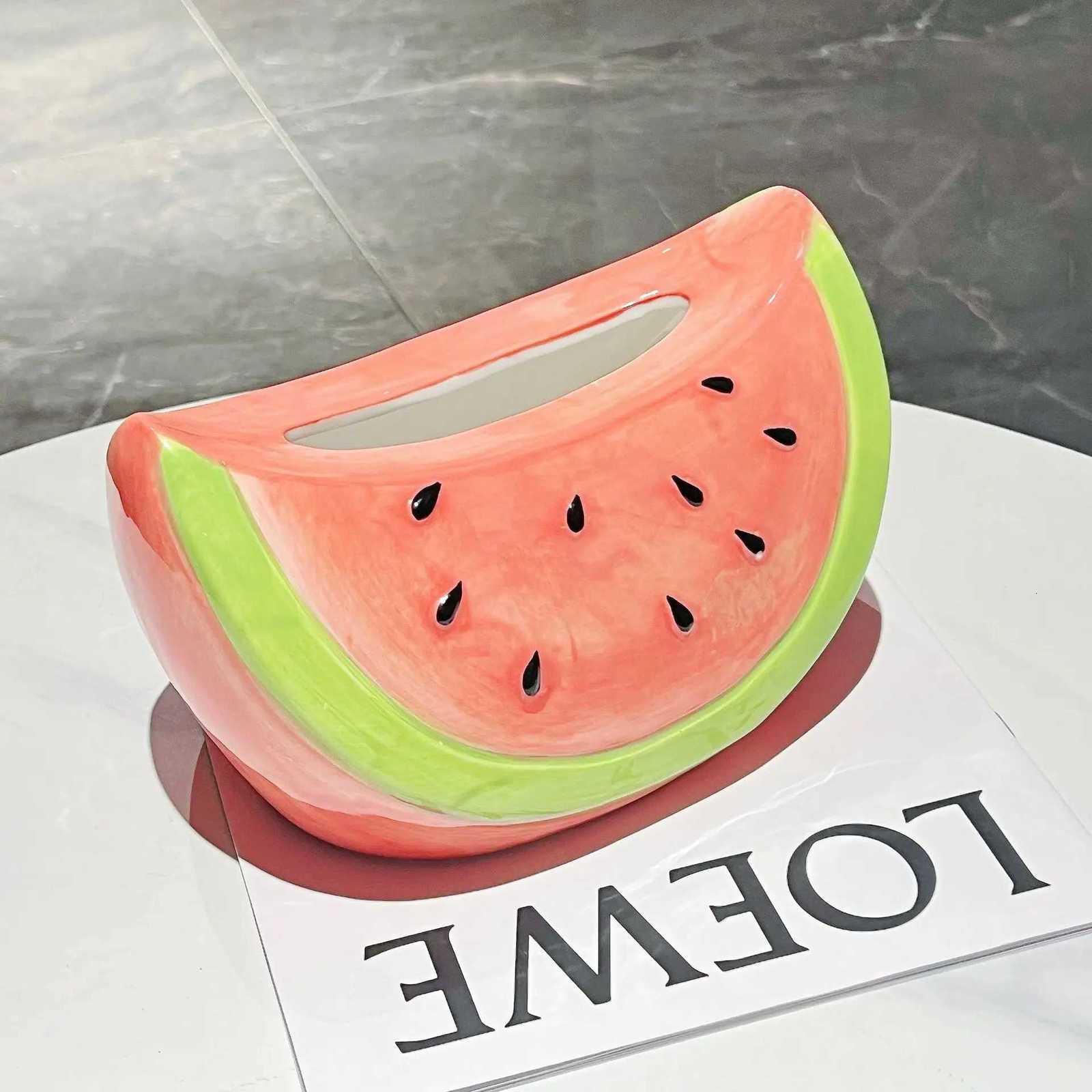 Watermelon Shape Ceramic Tissue Box Table Desk Decoration Creative Watermelon Tissue Box Bedside Table Paper Case C251120