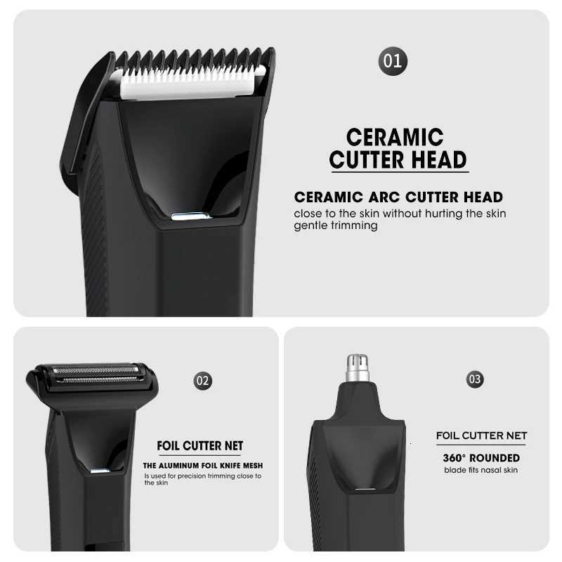 Unicorn Mens New 3-in-1 LCD Digital Body Hair Trimmer Automatic Shaver Powerful Hair Clipper Deep Cleaning Nose Hair TrimmerT251120