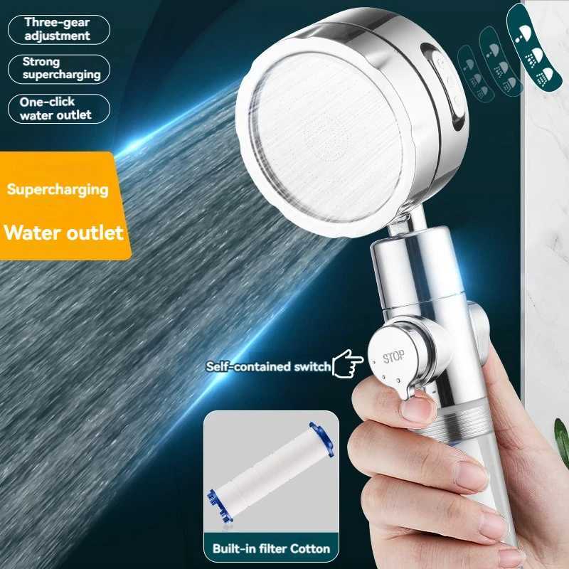 Powerful booster hand shower head PP cotton filtration one-touch stop water adjustment filtration water purification shower headM251120