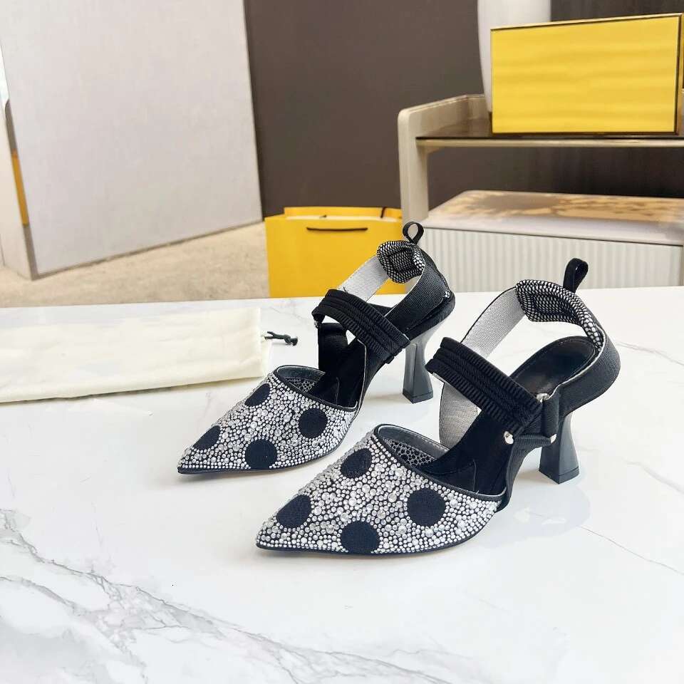 Women Size35-42 Genuine Leather Crystal Pumps Super High Heels Mesh Sandals Pointed Toe Designer Shoes atillas De Mujer