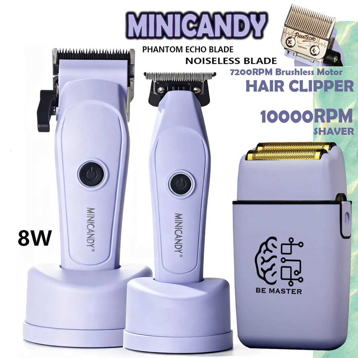 JUCAI MINICANDY 7200RPM Brushless Motor Professional Hair Clipper Noiseless Blade Purple Trimmer Shaver for Man Barber ShopT251120
