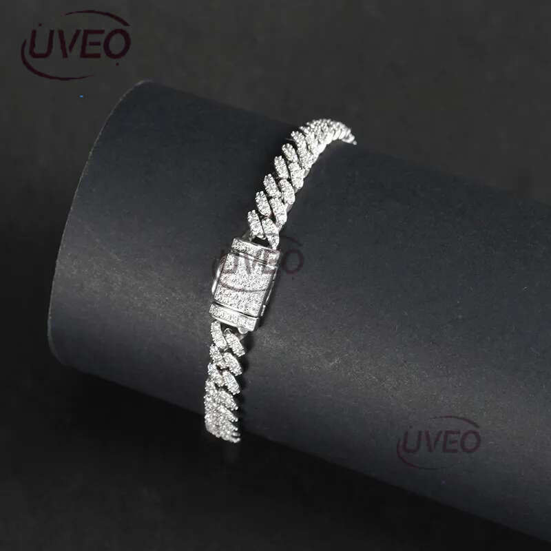 bracelet pendant necklaces fine jewelry 8mm VVS moissanite necklace cuban k sterg sier women men chain miami cubank Free delivery
